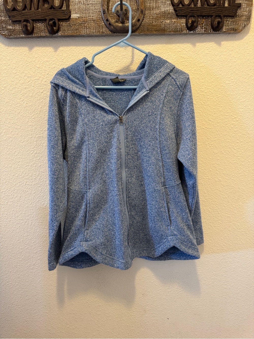 Eddie Bauer Light Blue Heathered Fleece Zip Jacket